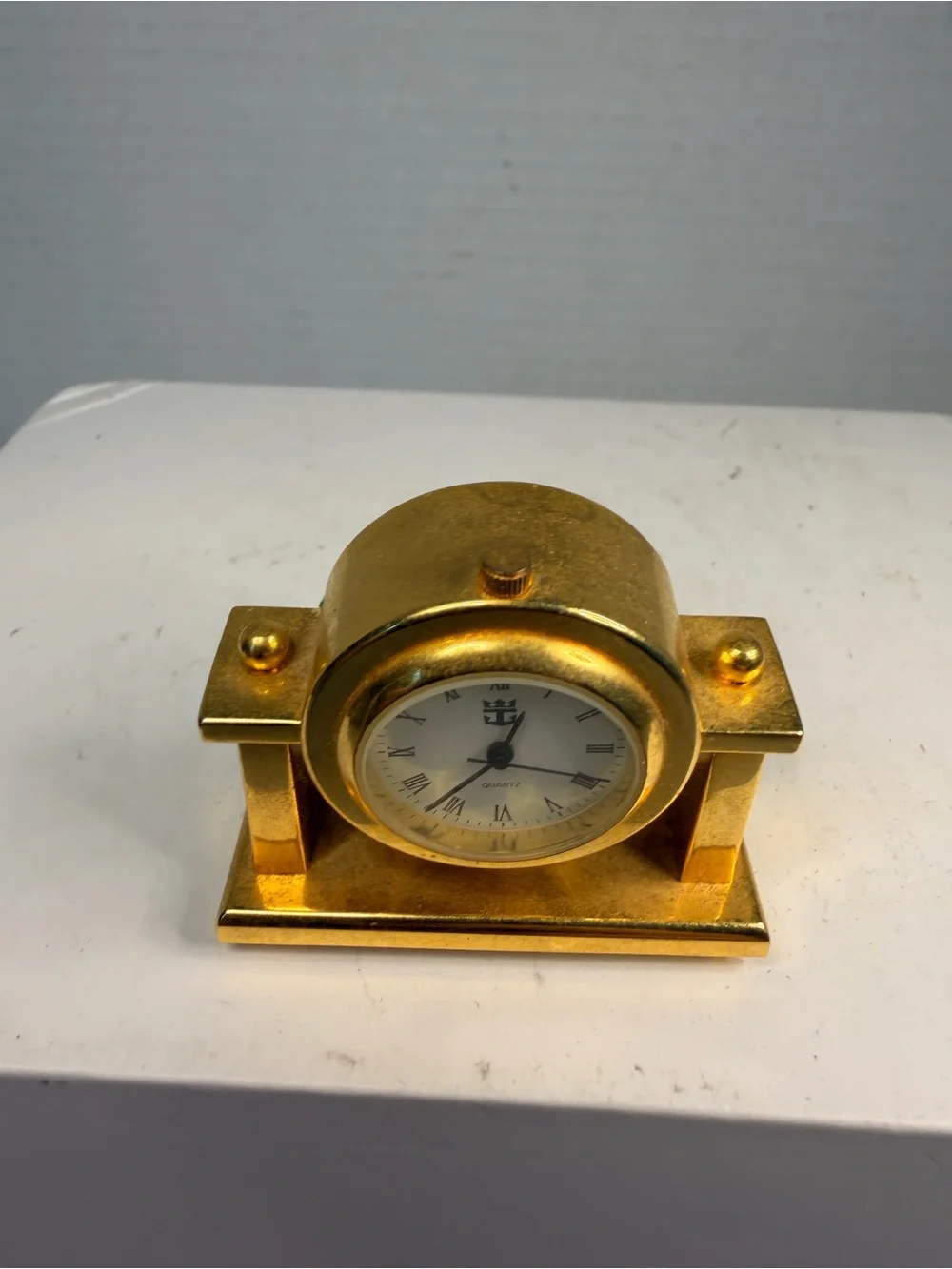 Royal Caribbean International Miniature Gold-Tone Quartz Desk Clock